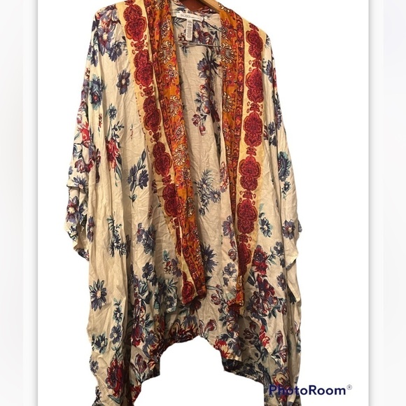 BCBG Generation Womens Viscose Floral Print Chiffon Kimono Long Cardigan Blouse - Picture 2 of 6